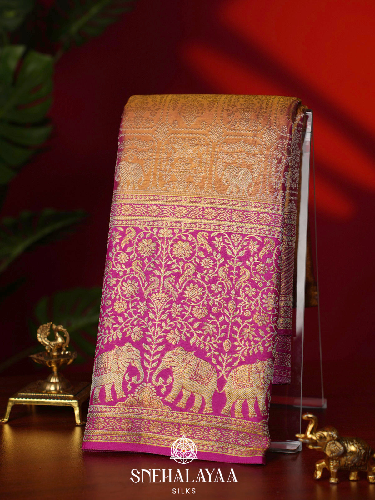 Peach Kanjivaram Silk Saree