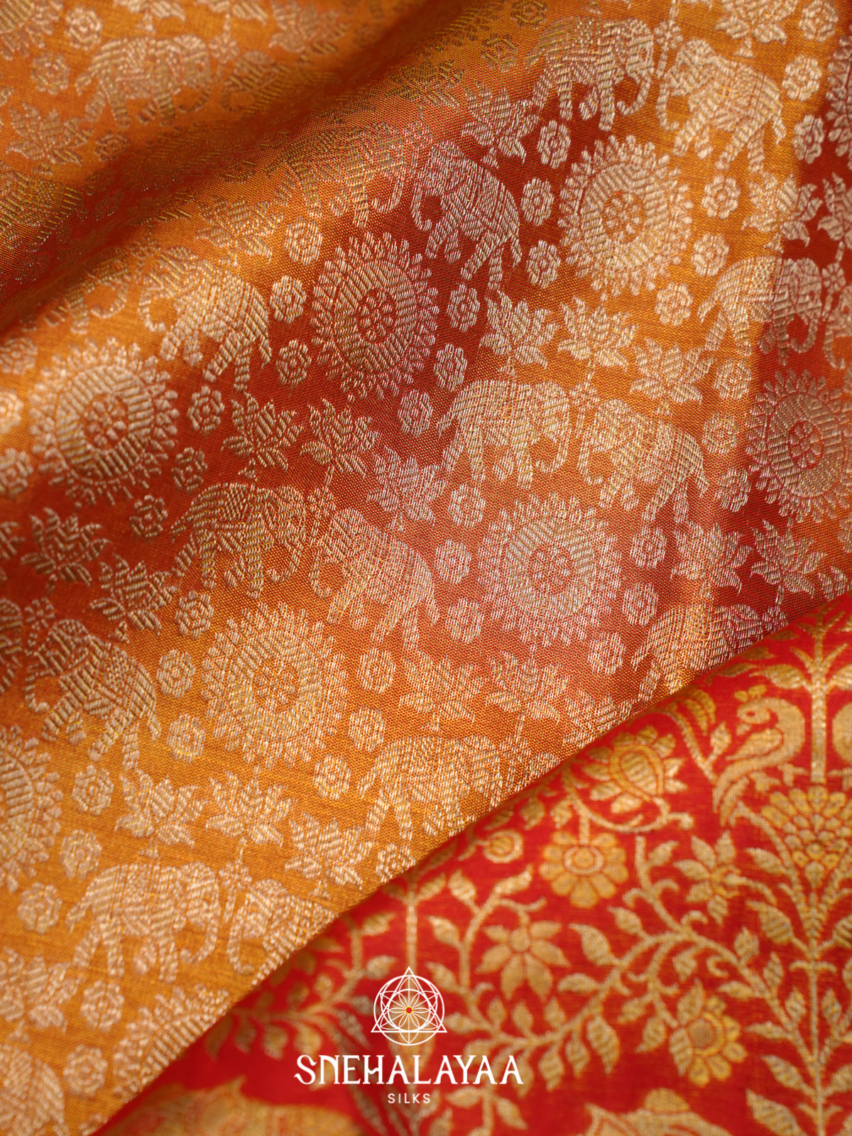 Orange Kanjivaram Silk Saree
