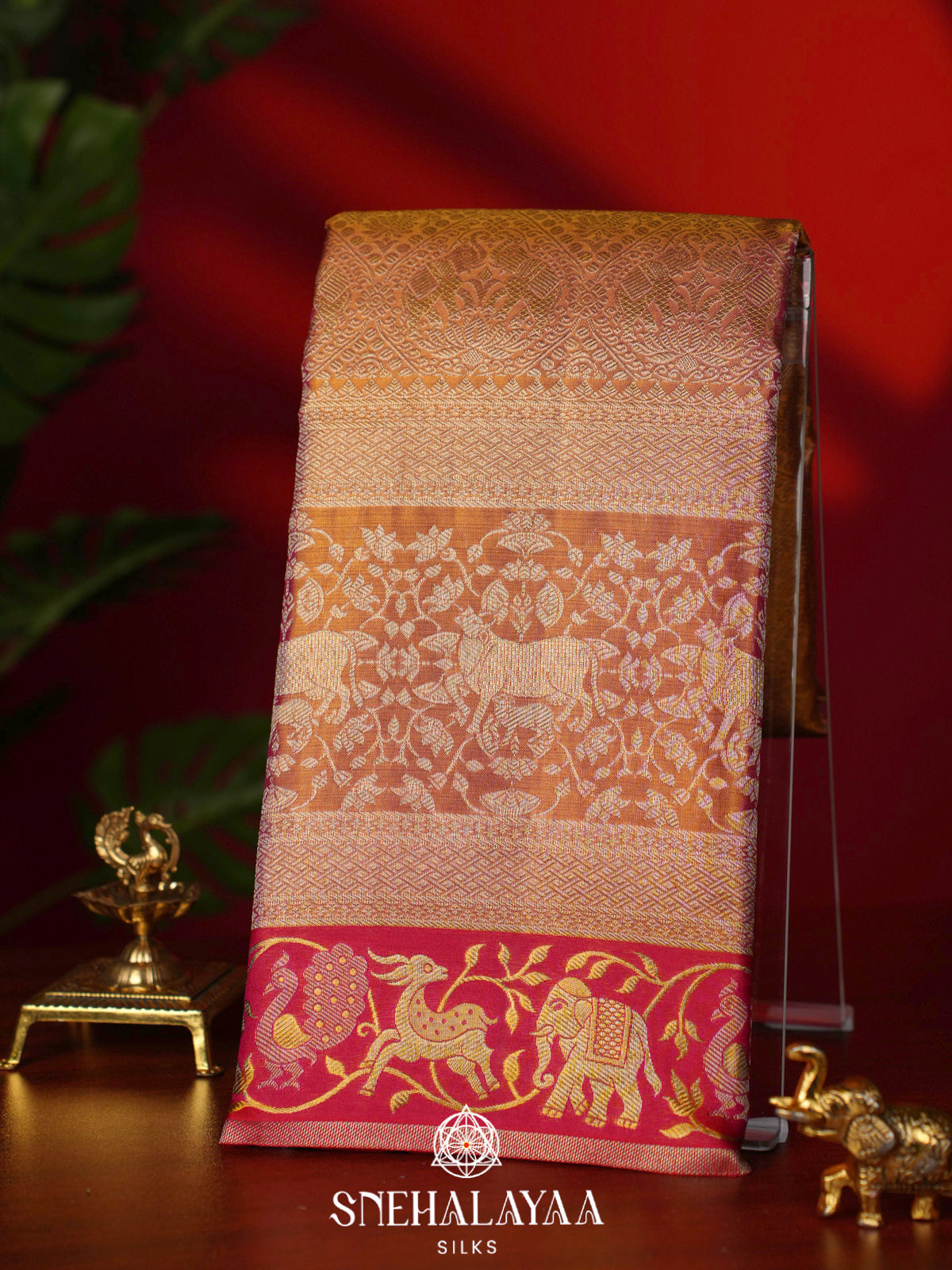 Peach Kanjivaram Silk Saree