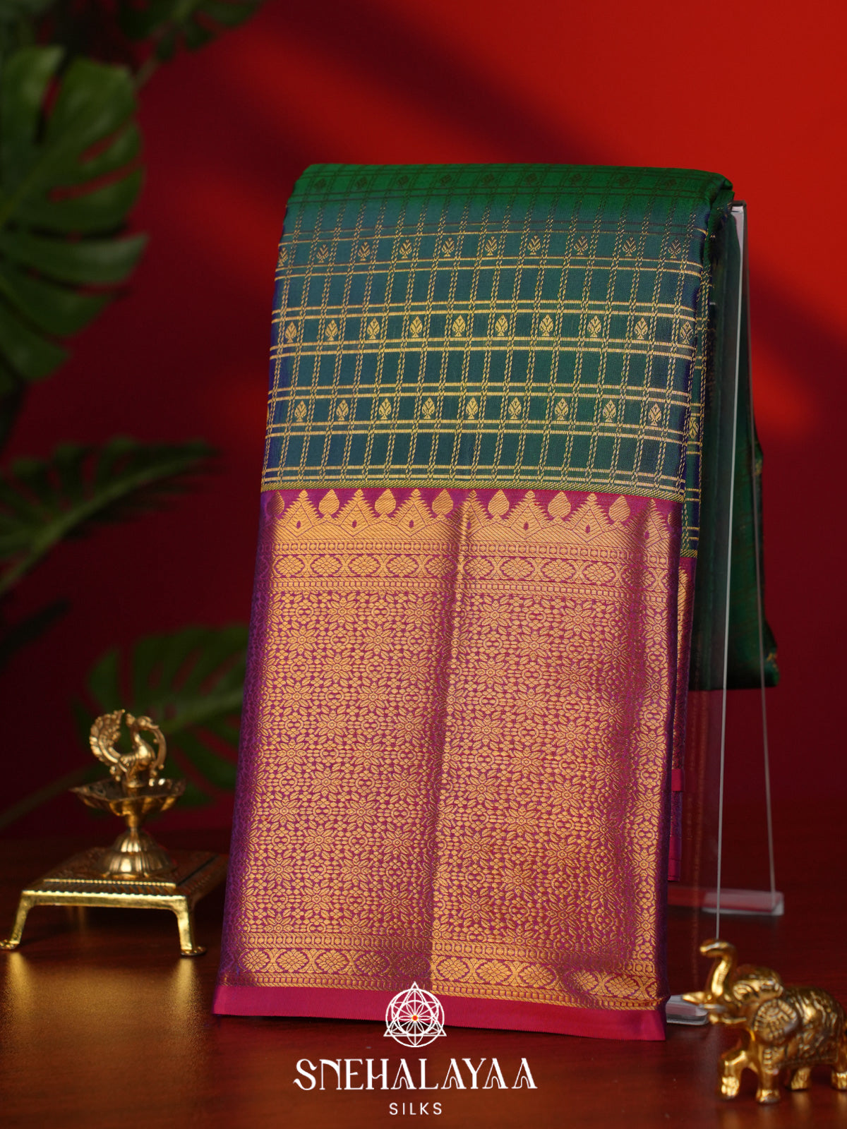 Forest Green Kanjivaram Silk Saree