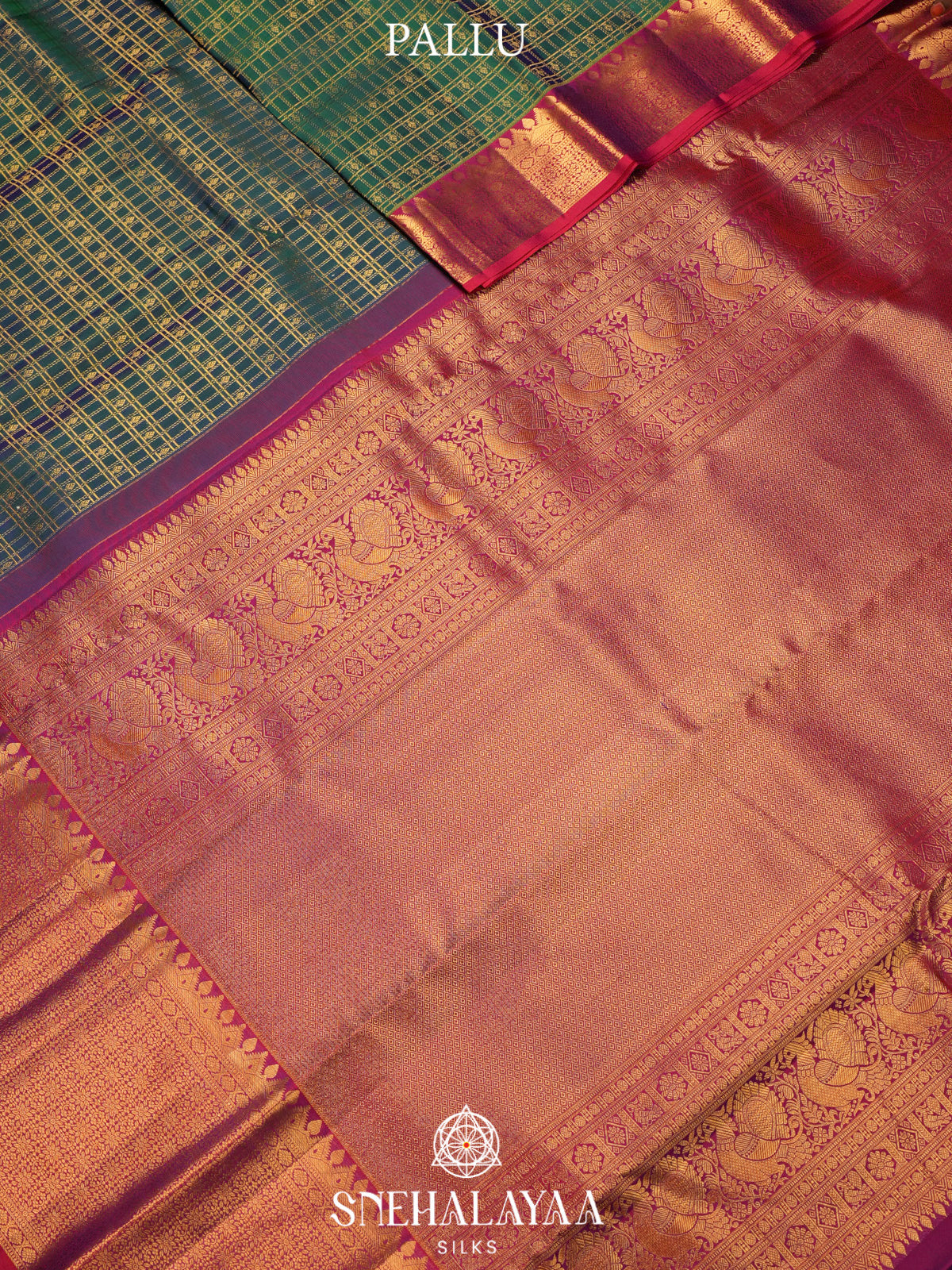 Forest Green Kanjivaram Silk Saree