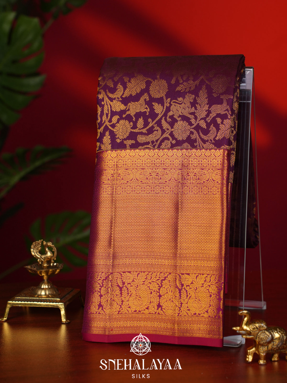 Wine Kanjivaram Silk Saree