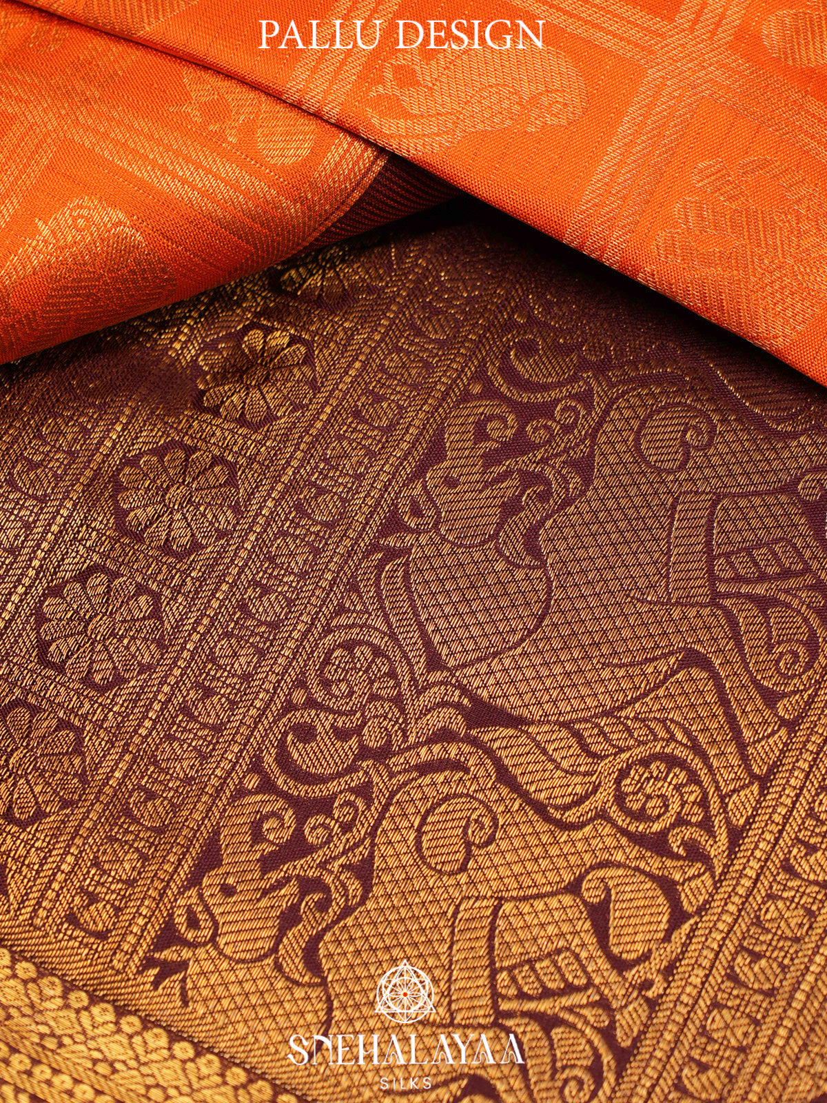 Rust Orange Kanjivaram Silk Saree