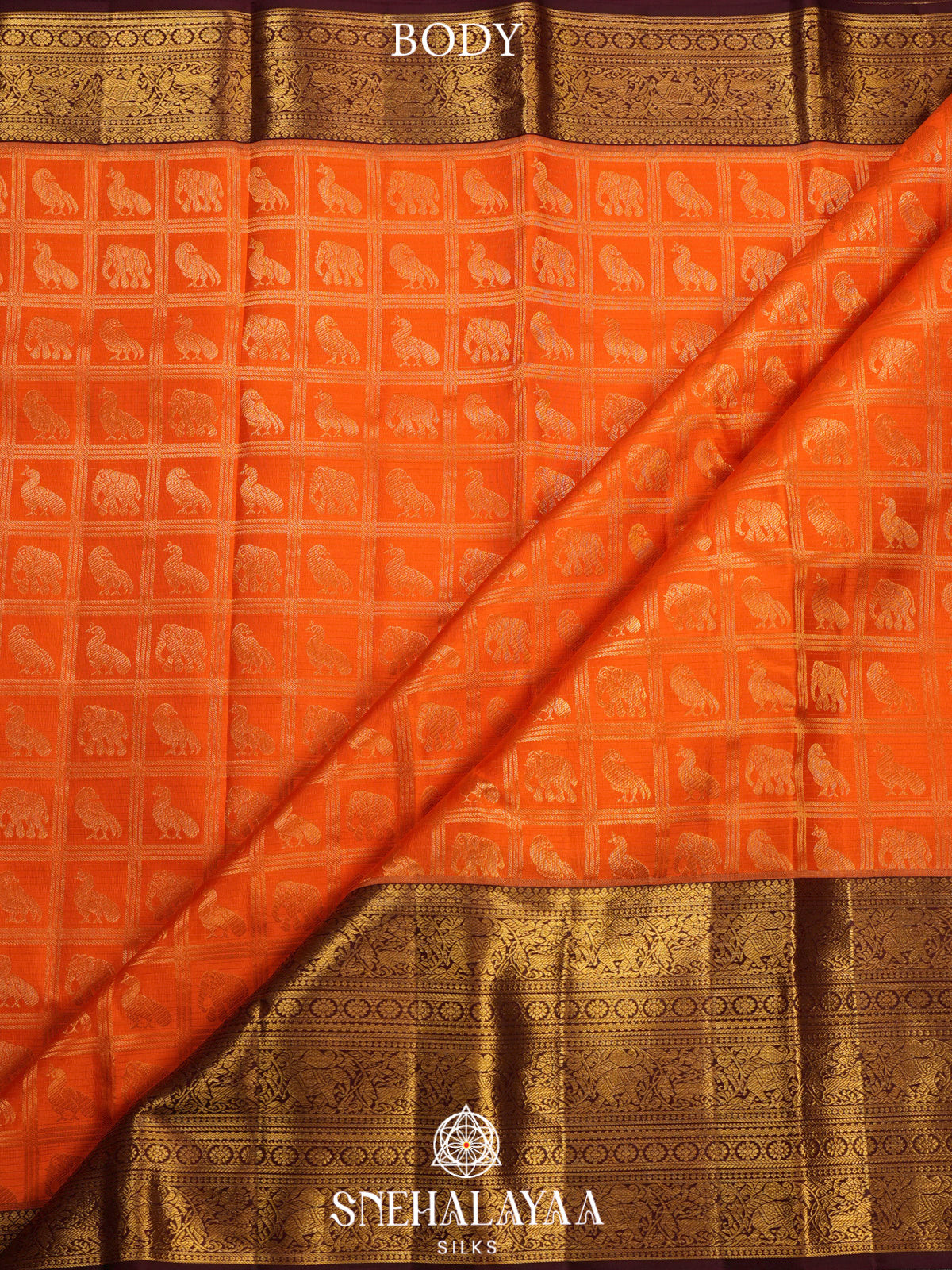 Rust Orange Kanjivaram Silk Saree