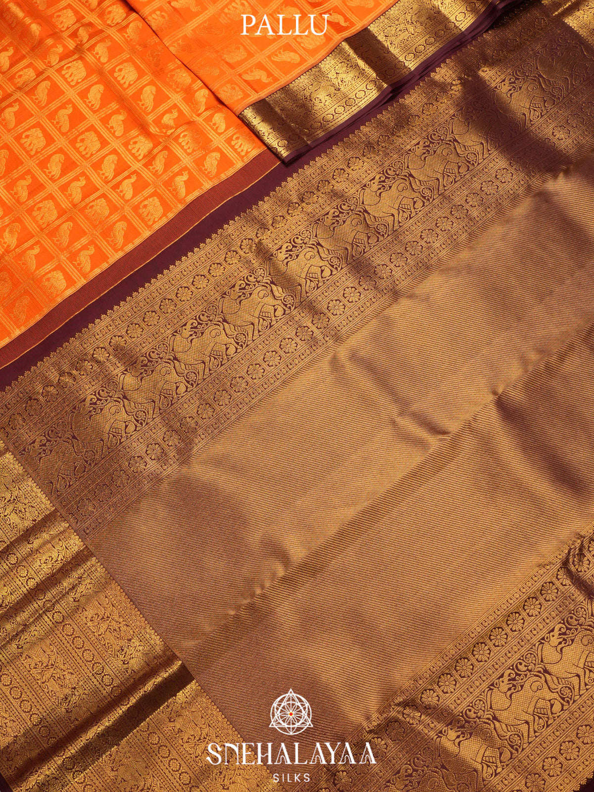 Rust Orange Kanjivaram Silk Saree