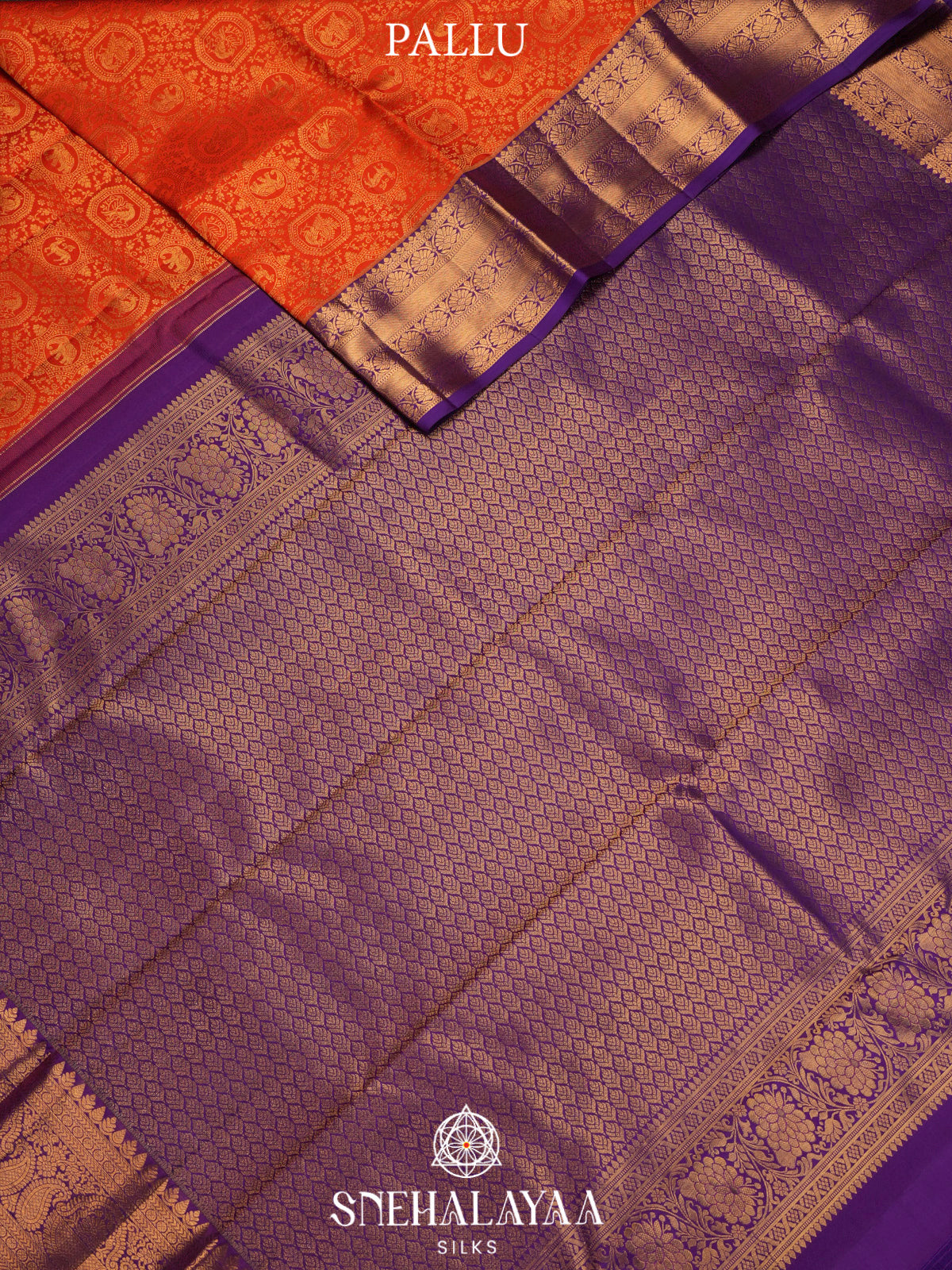 Rust Orange Kanjivaram Silk Saree