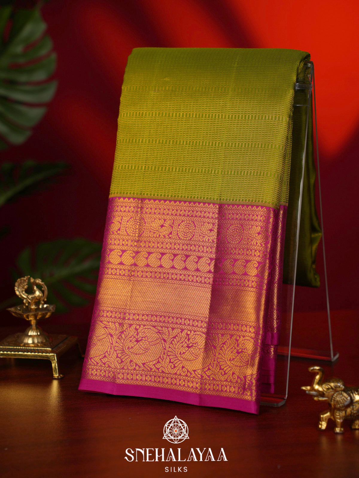 Chartreuse Green Kanjivaram Silk Saree