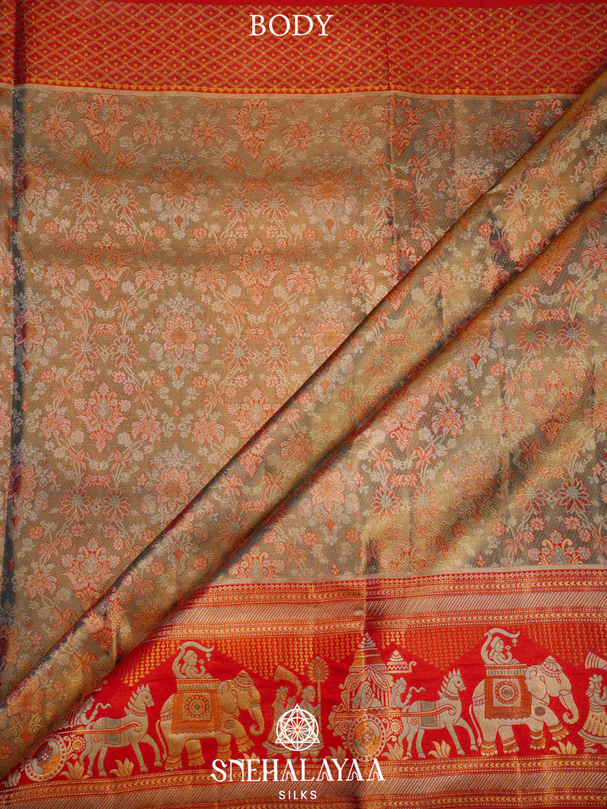 Olive Green Kanjivaram Silk Saree