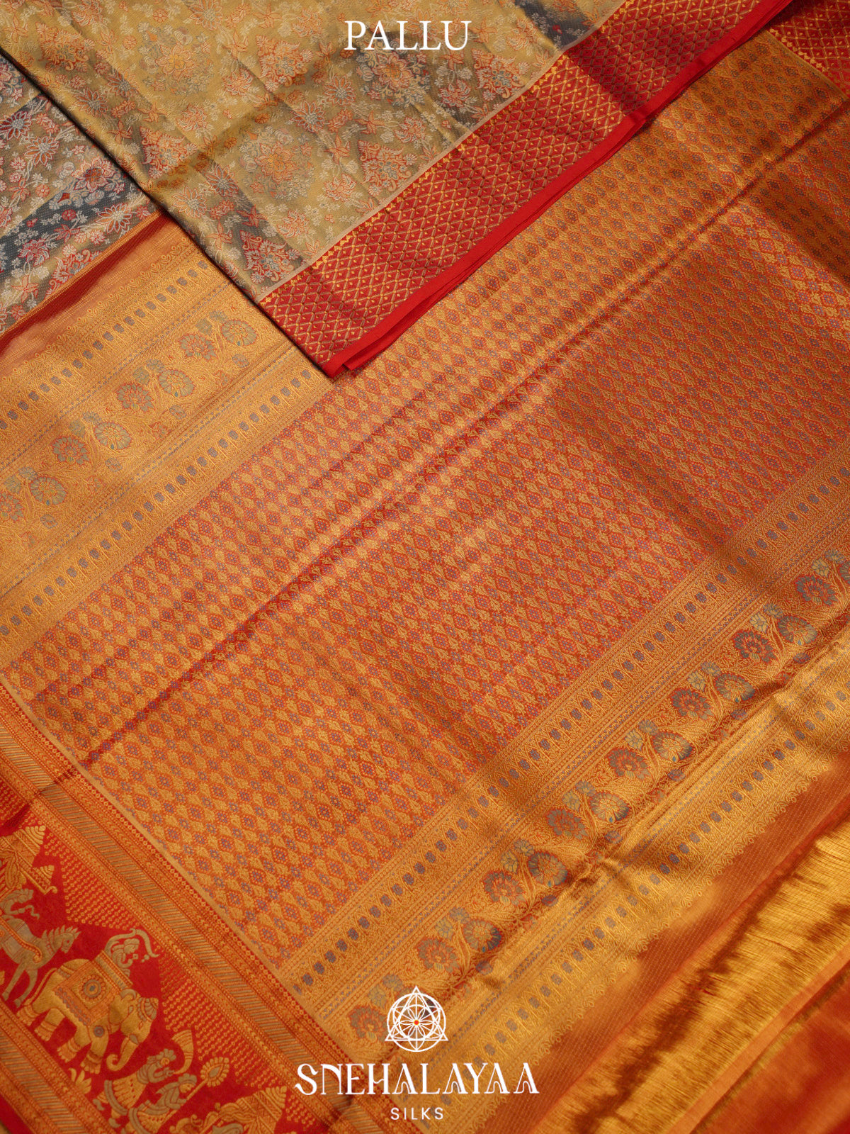 Olive Green Kanjivaram Silk Saree