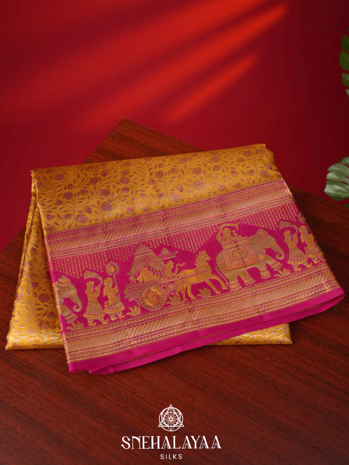 Golden Yellow Kanjivaram Silk Saree