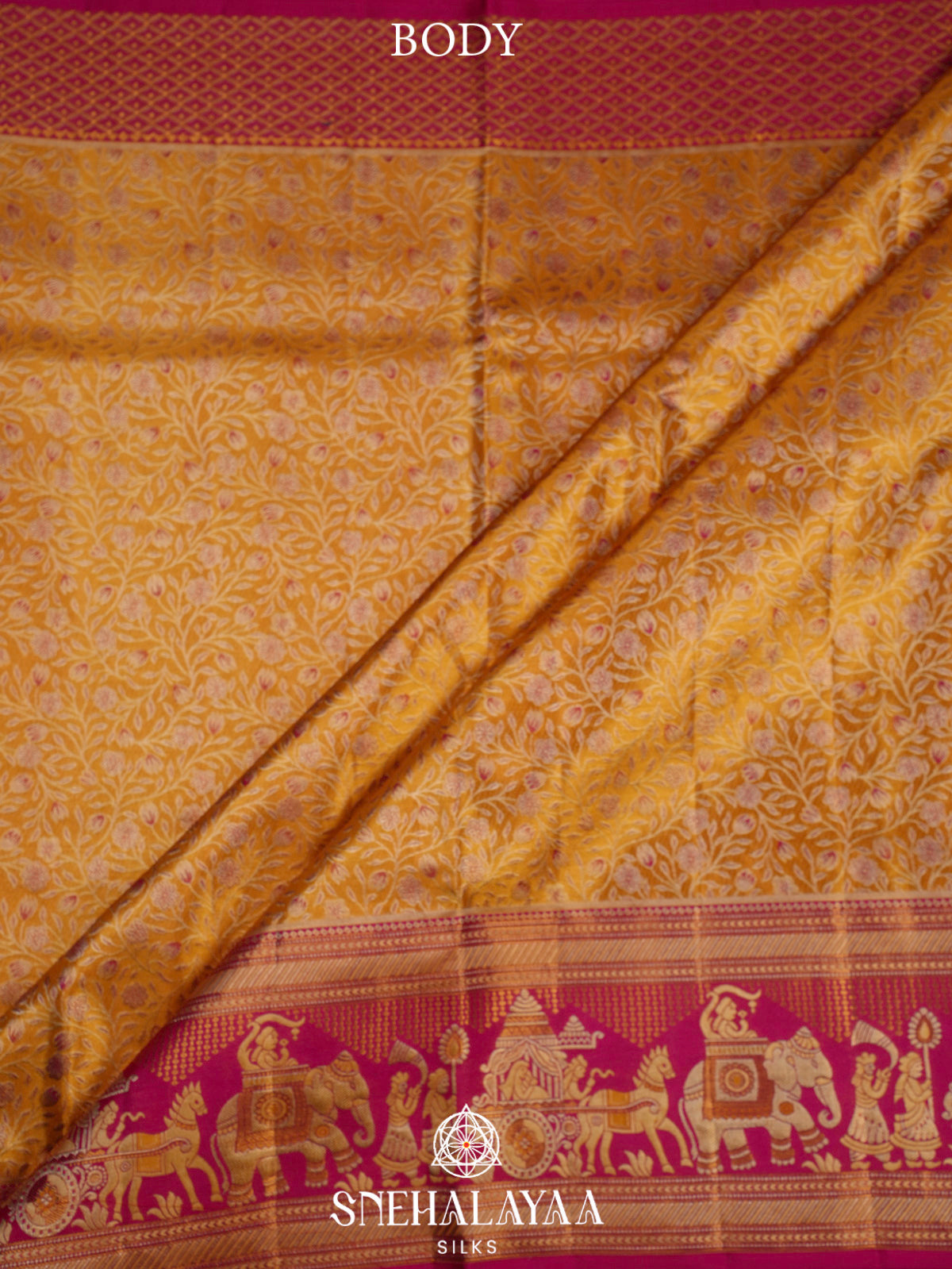 Golden Yellow Kanjivaram Silk Saree