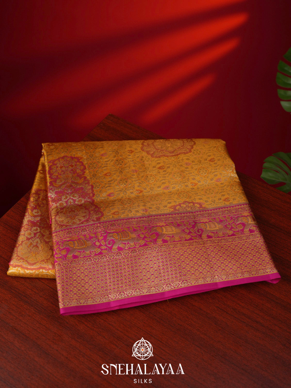 Golden Yellow Kanjivaram Silk Saree