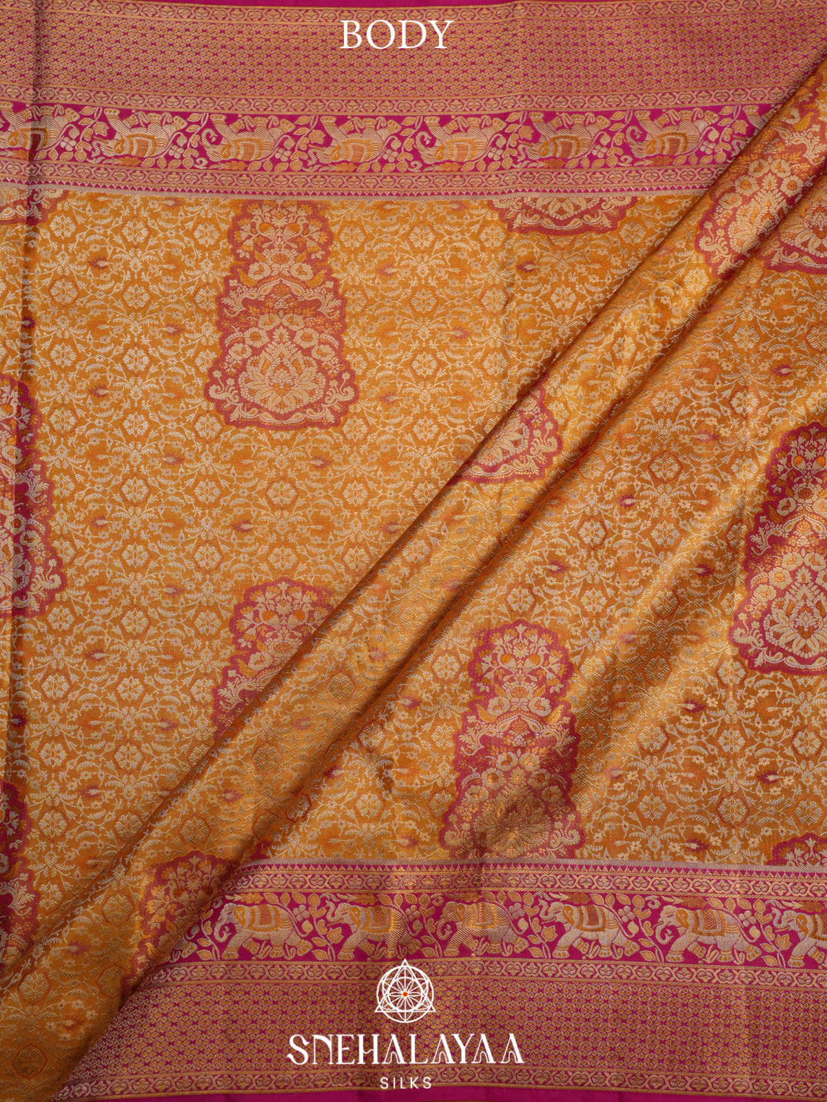 Golden Yellow Kanjivaram Silk Saree