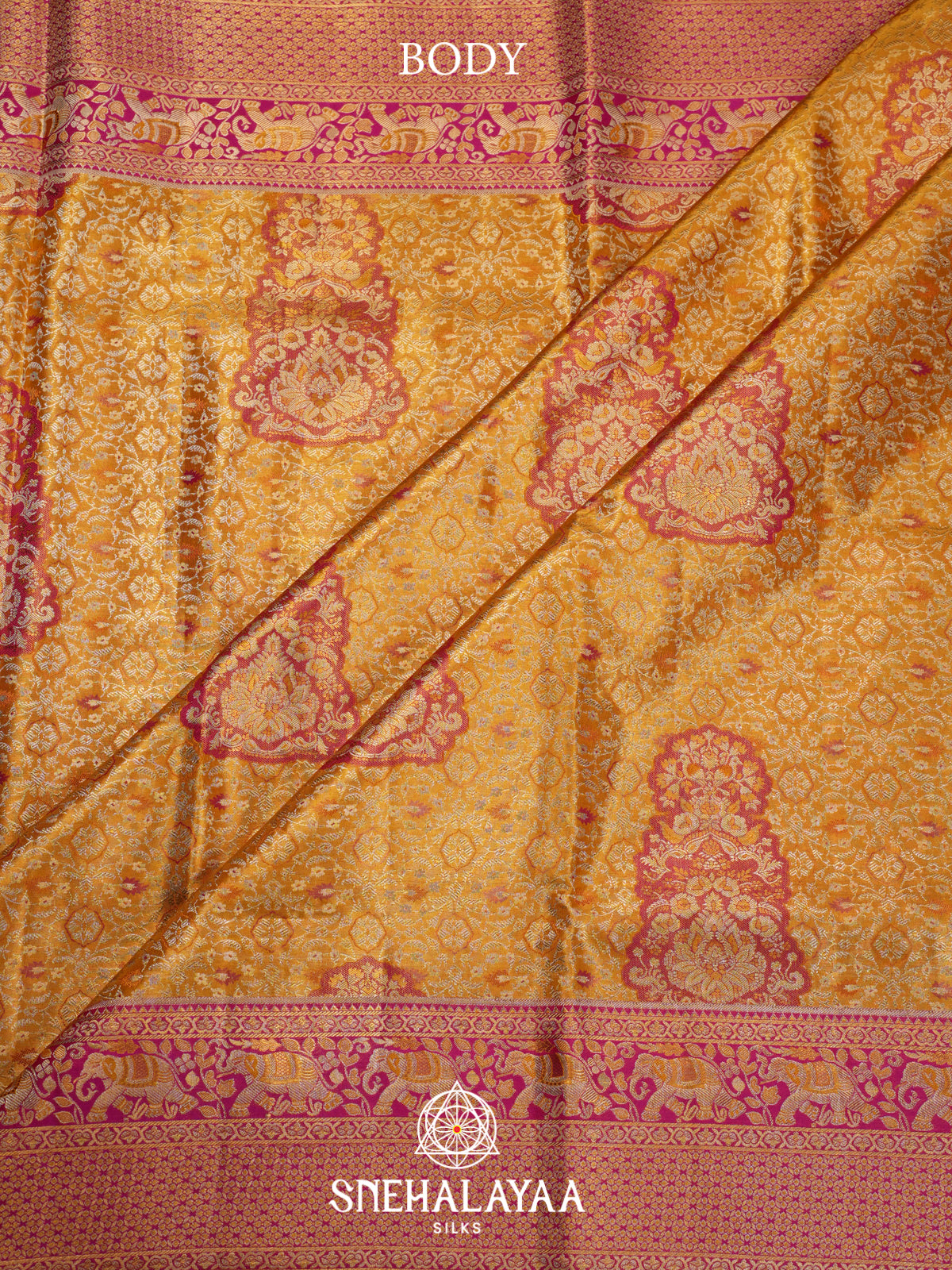 Golden Yellow Kanjivaram Silk Saree