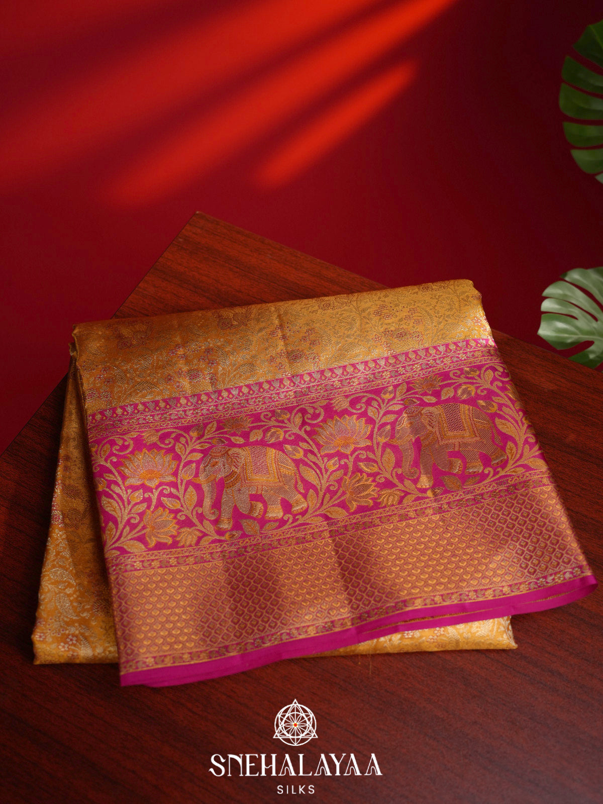 Golden Yellow Kanjivaram Silk Saree