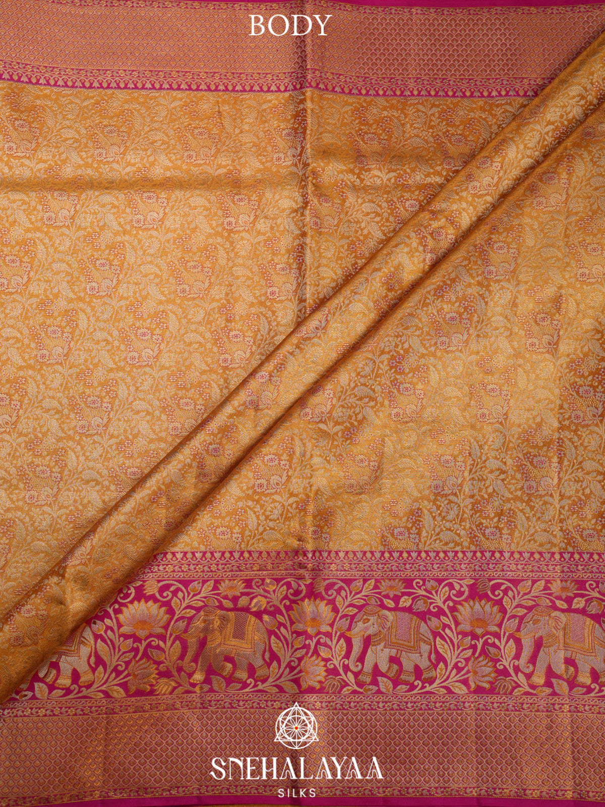 Golden Yellow Kanjivaram Silk Saree