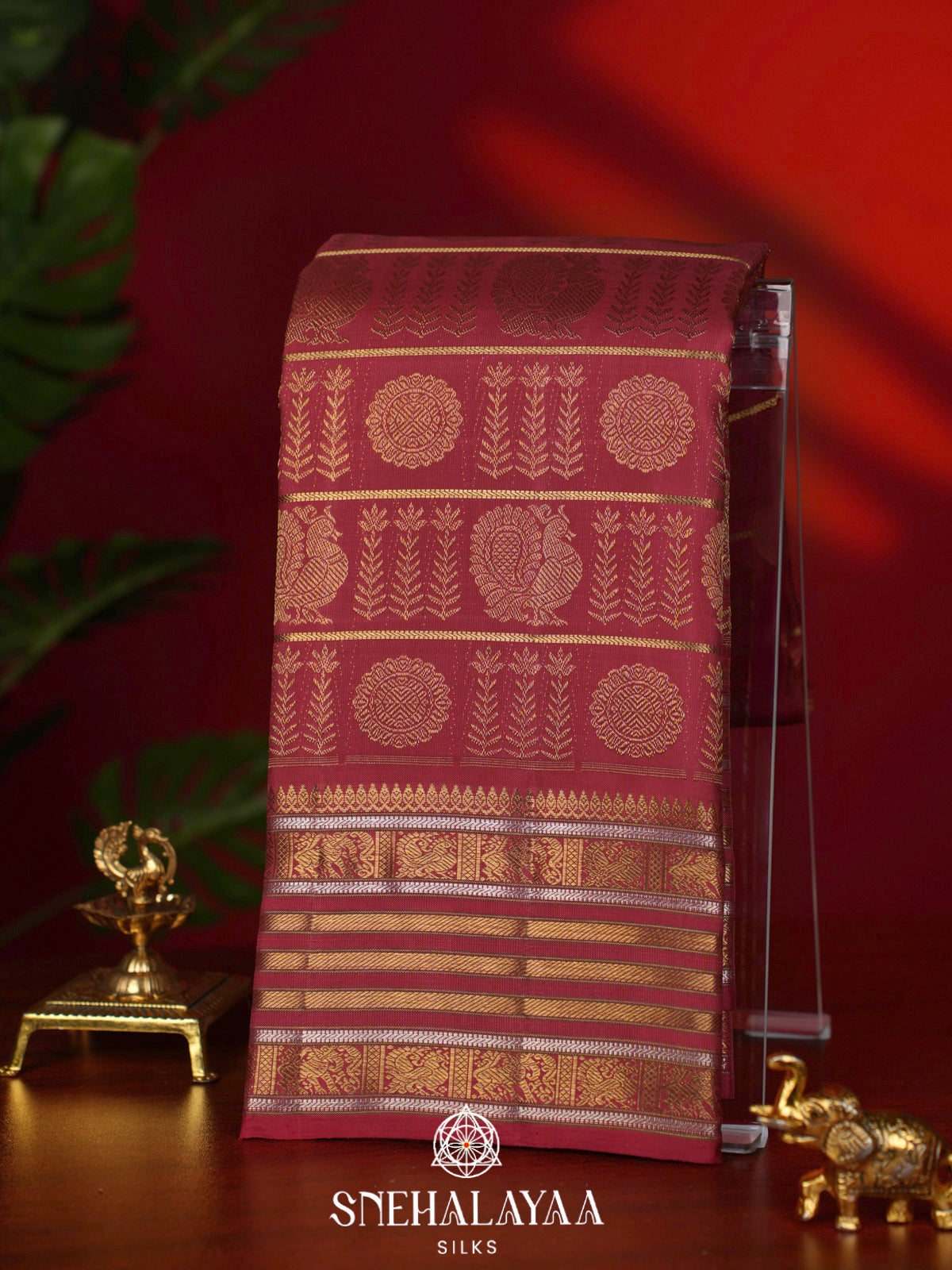 Maroon Kanjivaram Silk Saree