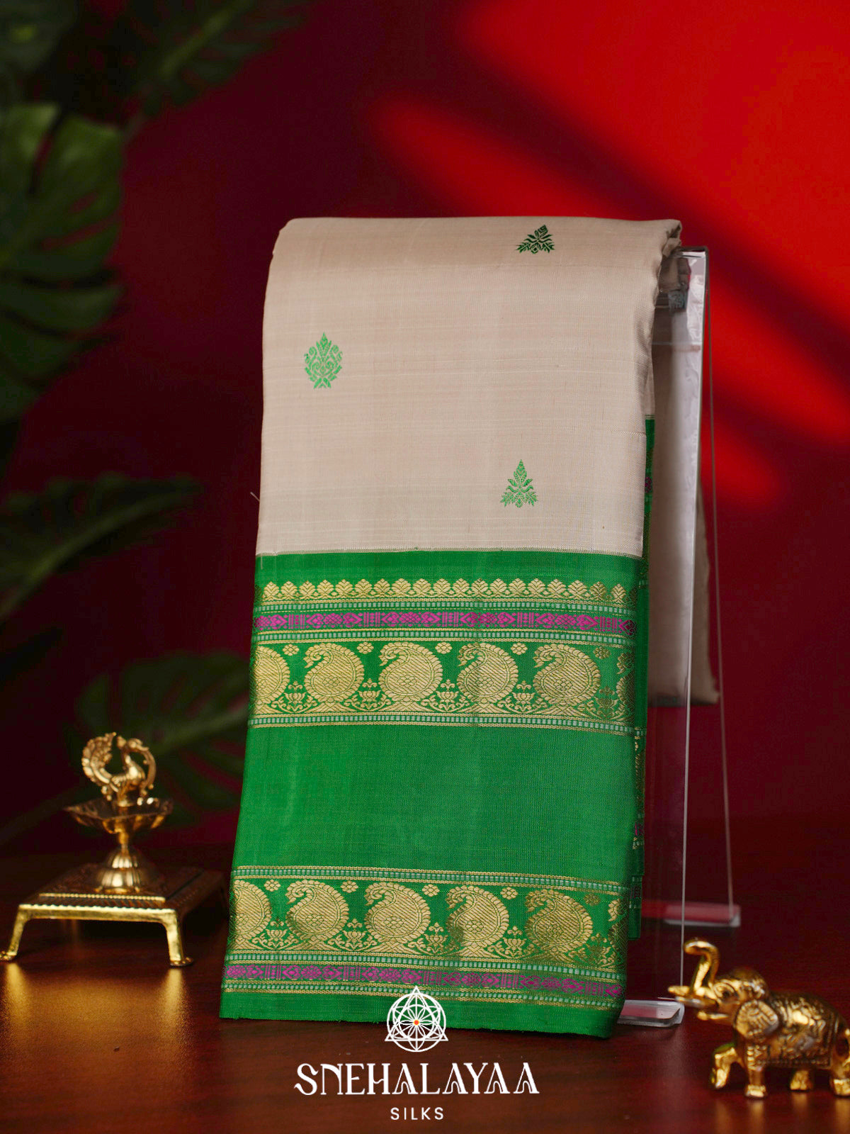 Beige Kanjivaram Silk Saree