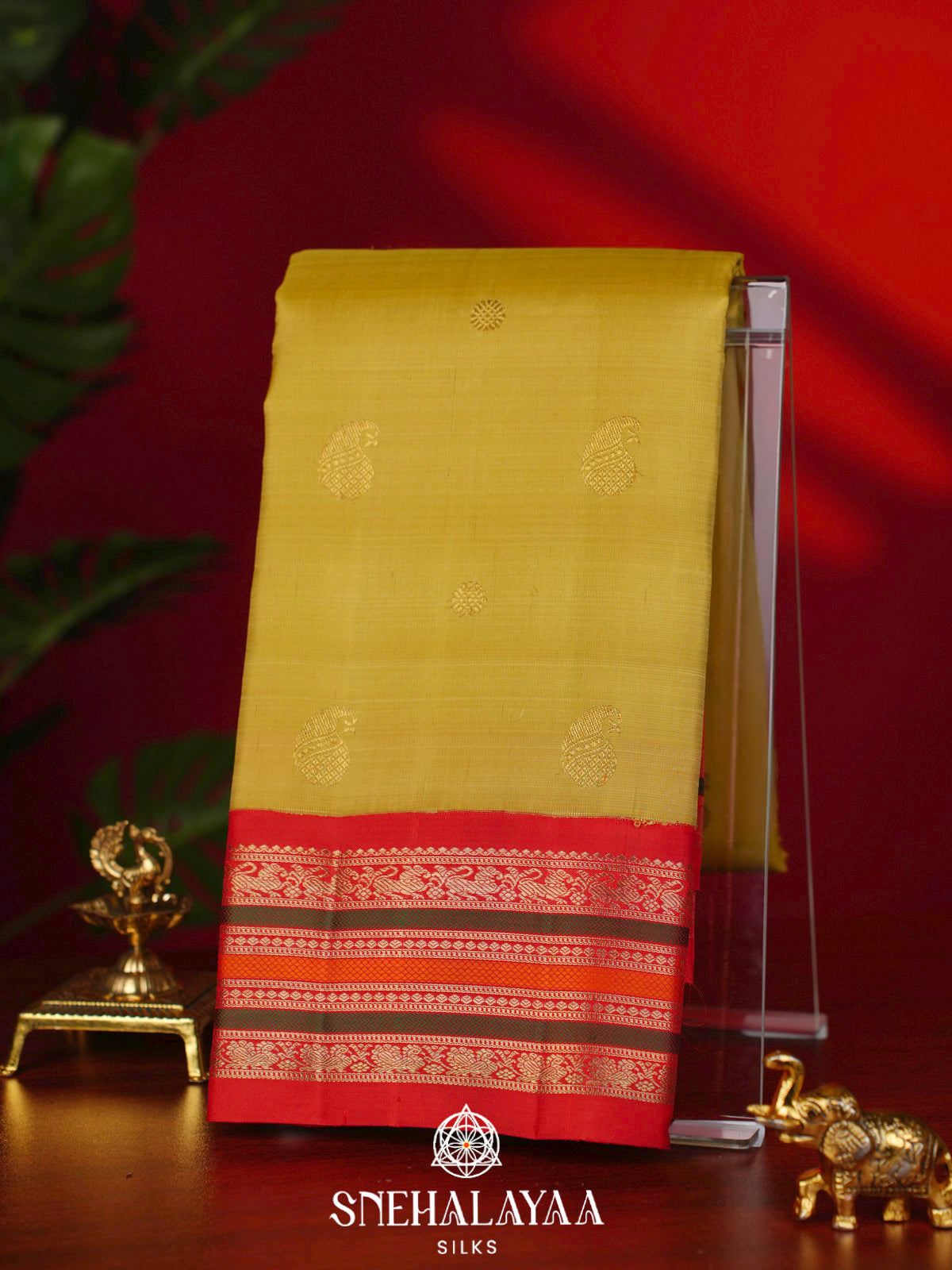 Lemon Yellow Kanjivaram Silk Saree