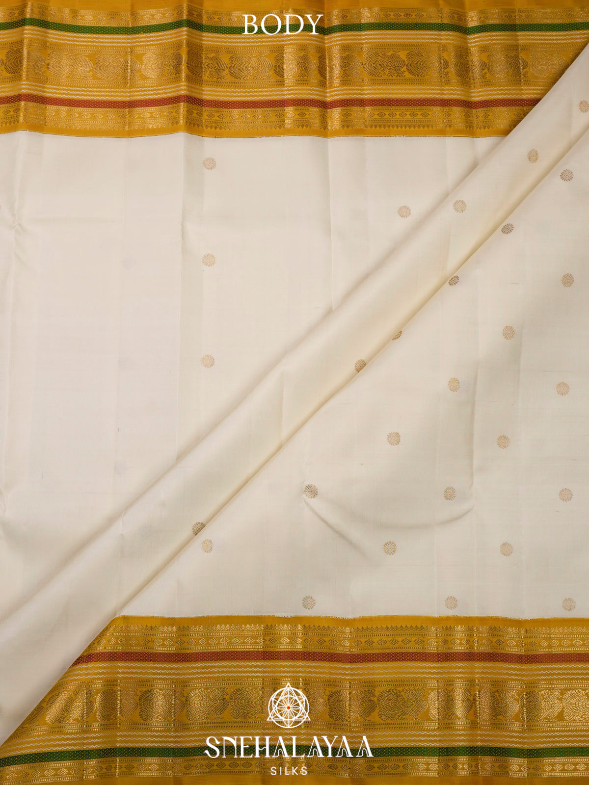 Cream Kanjivaram Silk Saree
