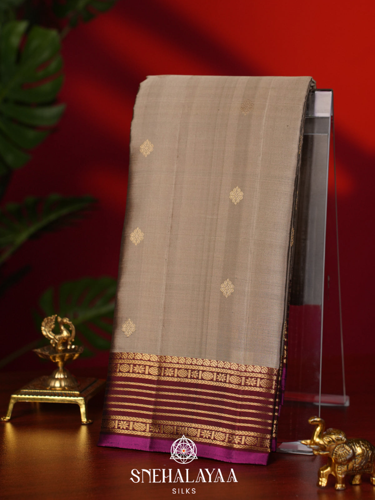 Beige Kanjivaram Silk Saree