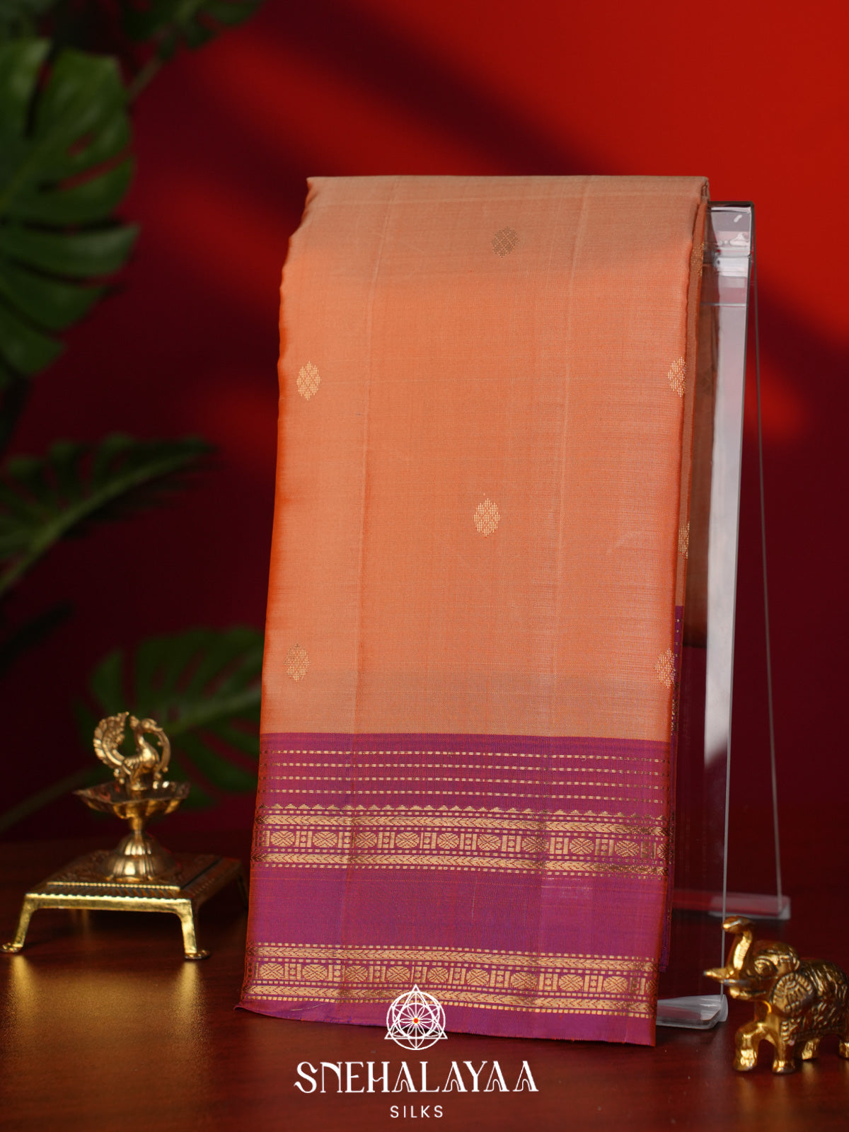 Peach Kanjivaram Silk Saree