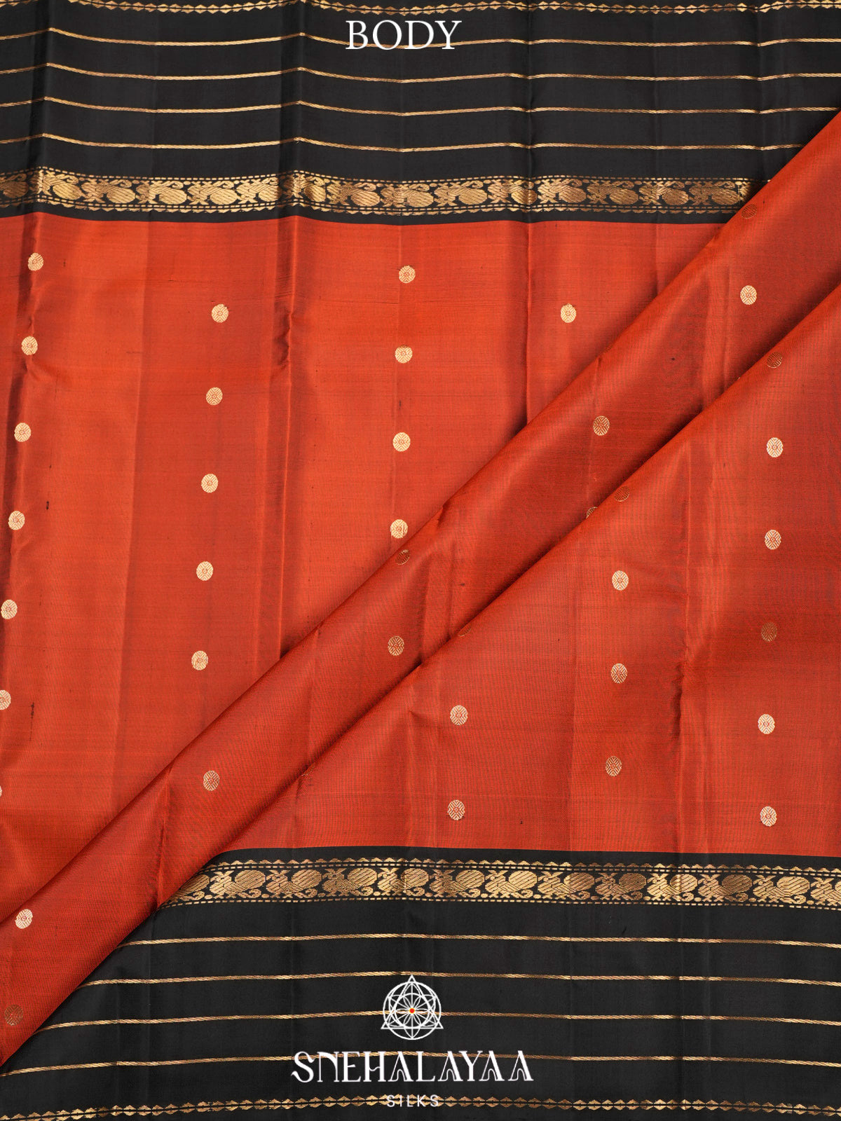 Rust Orange Kanjivaram Silk Saree