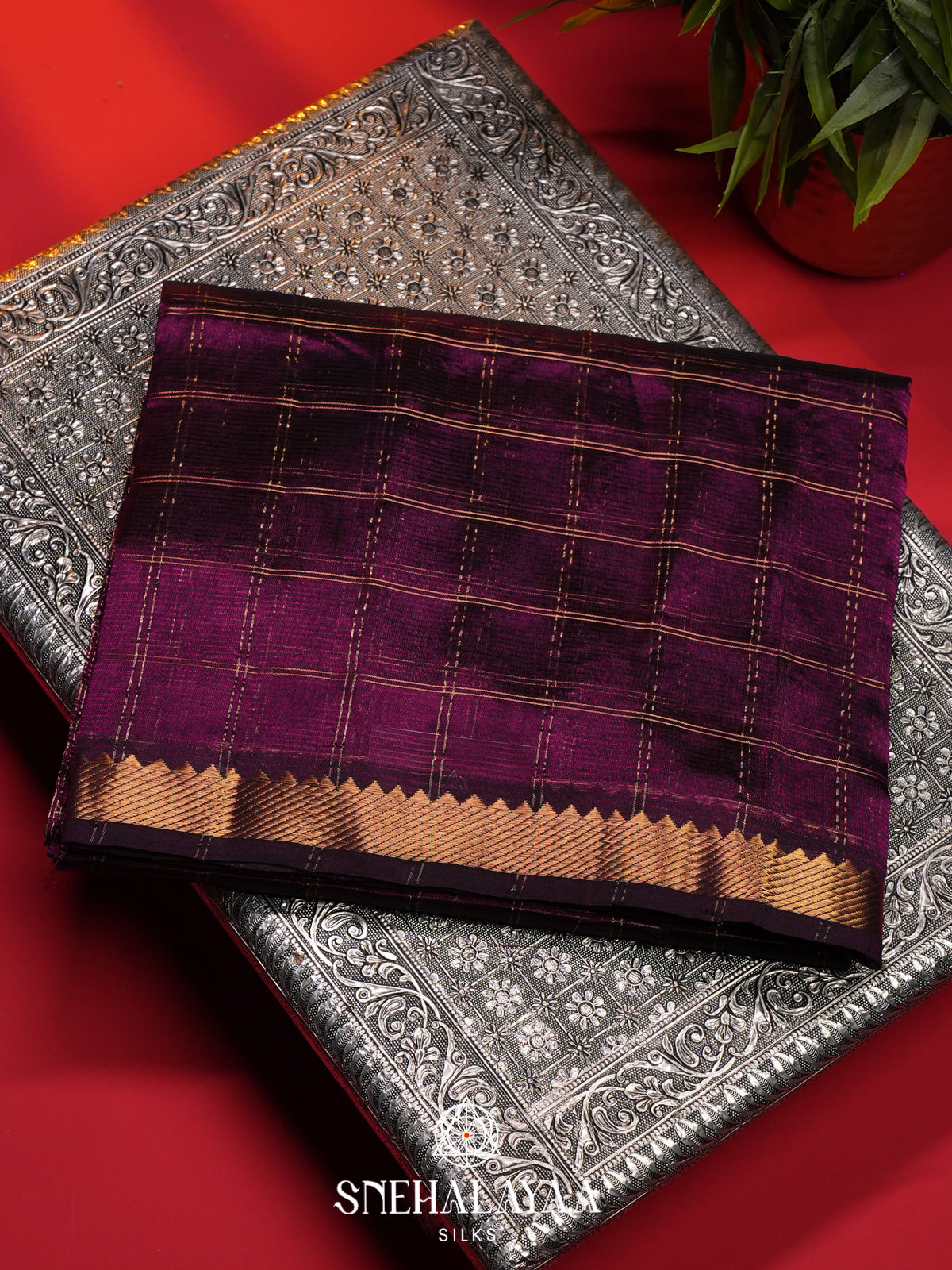 Purple Mangalagiri Silk Cotton Saree