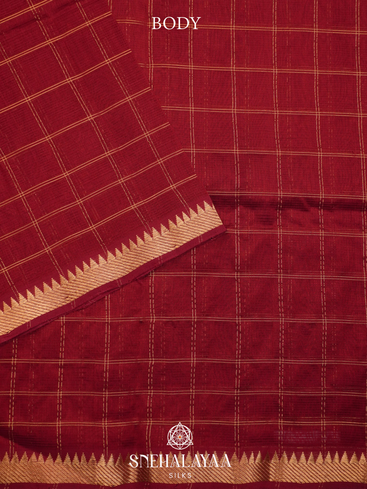 Maroon Mangalagiri Silk Cotton Saree