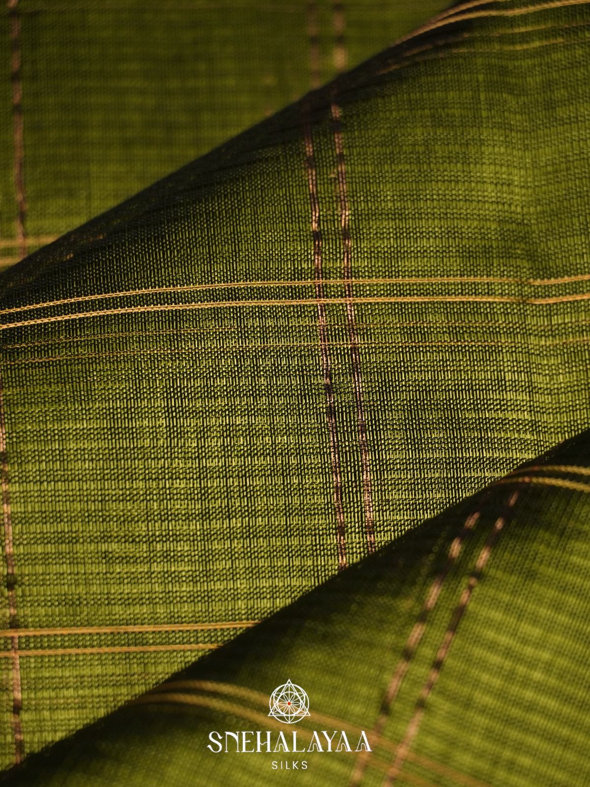 Olive Green Mangalagiri Silk Cotton Saree