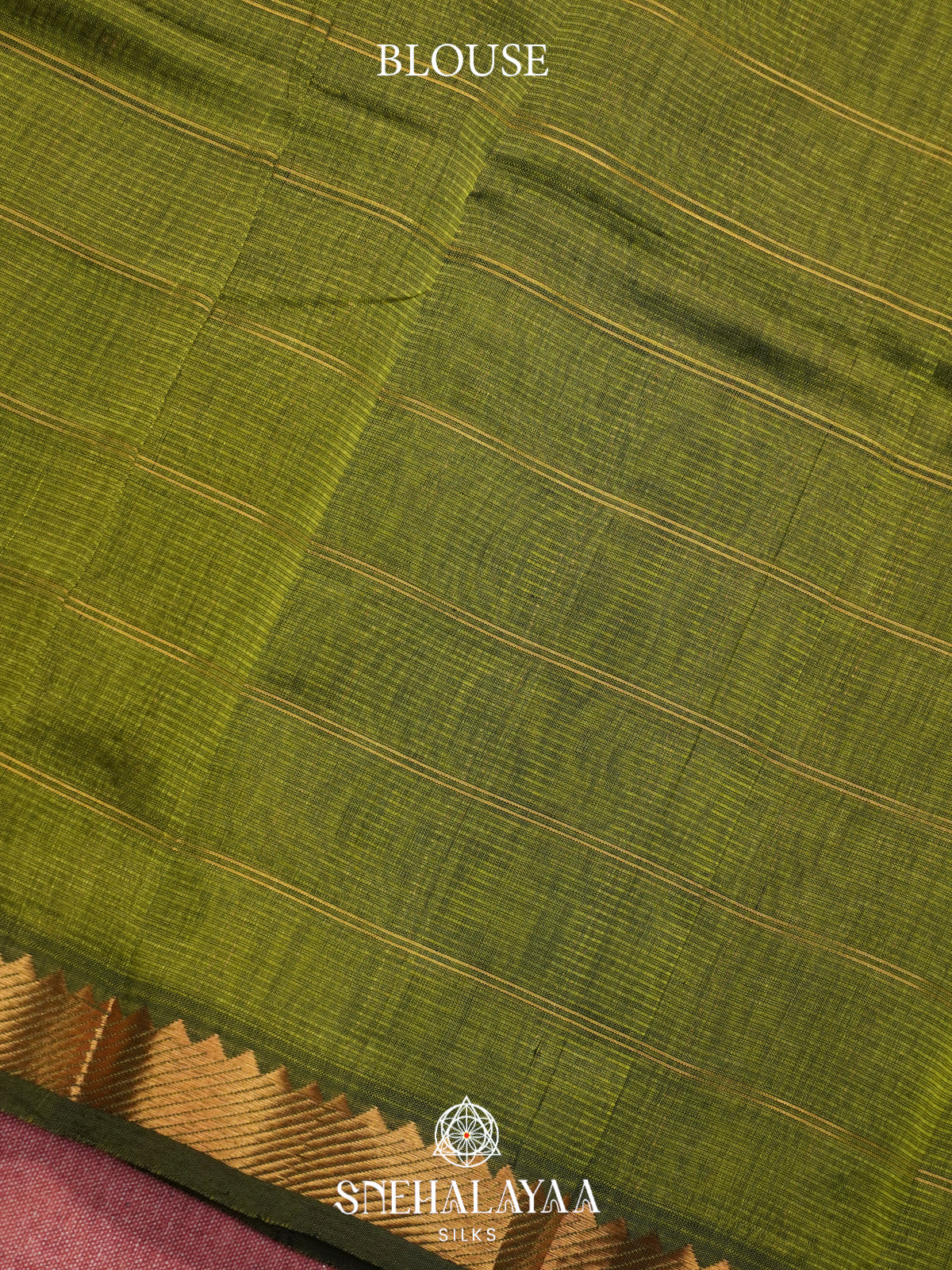 Olive Green Mangalagiri Silk Cotton Saree