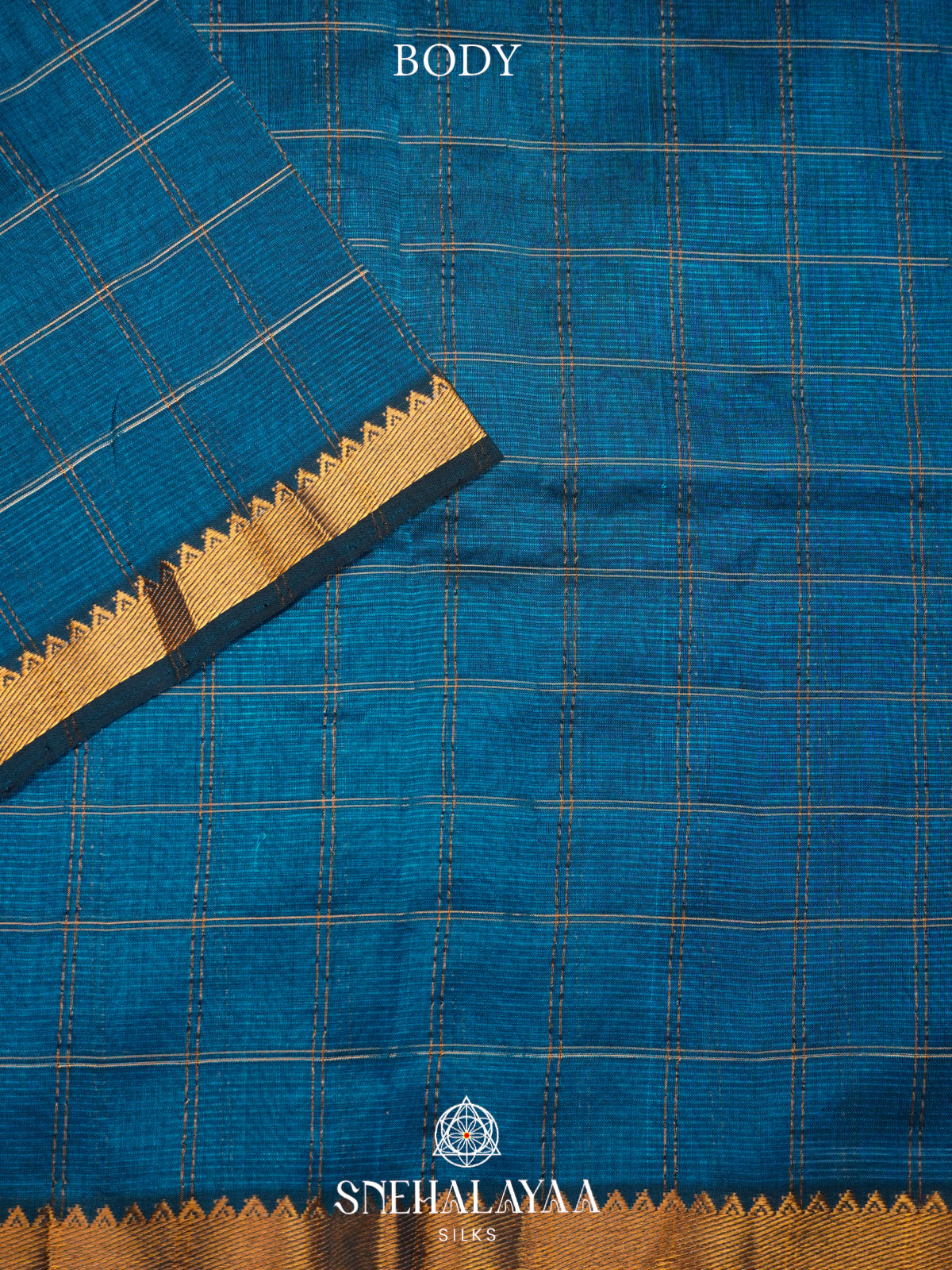 Peacock Blue Mangalagiri Silk Cotton Saree
