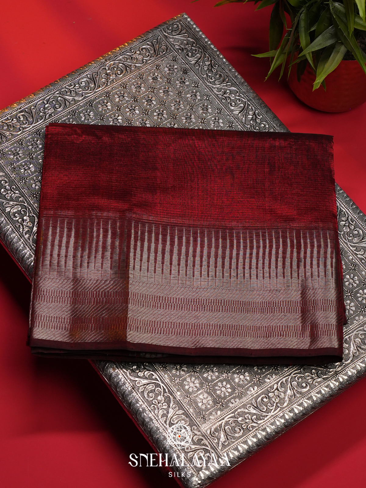 Maroon Mangalagiri Silk Cotton Saree