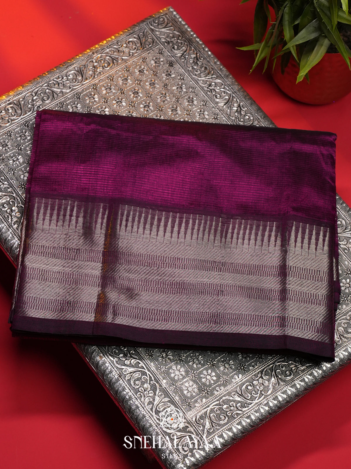 Magenta Mangalagiri Silk Cotton Saree
