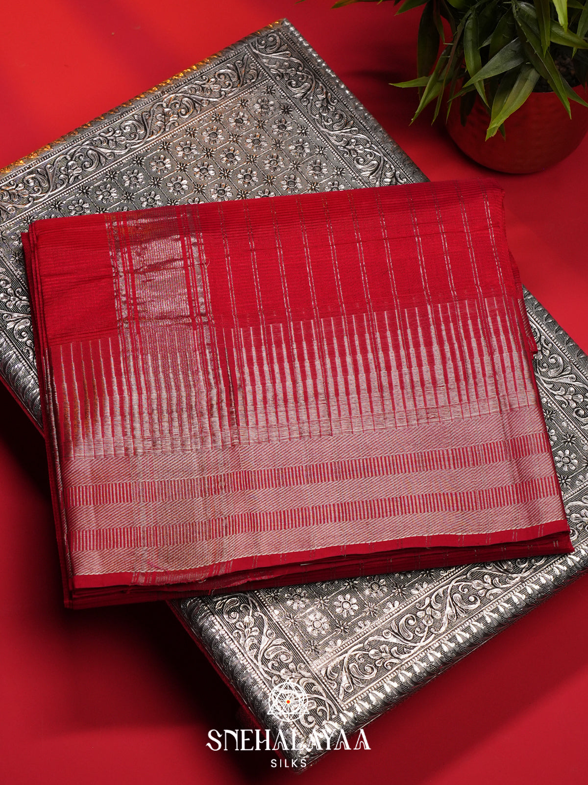 Red Mangalagiri Silk Cotton Saree