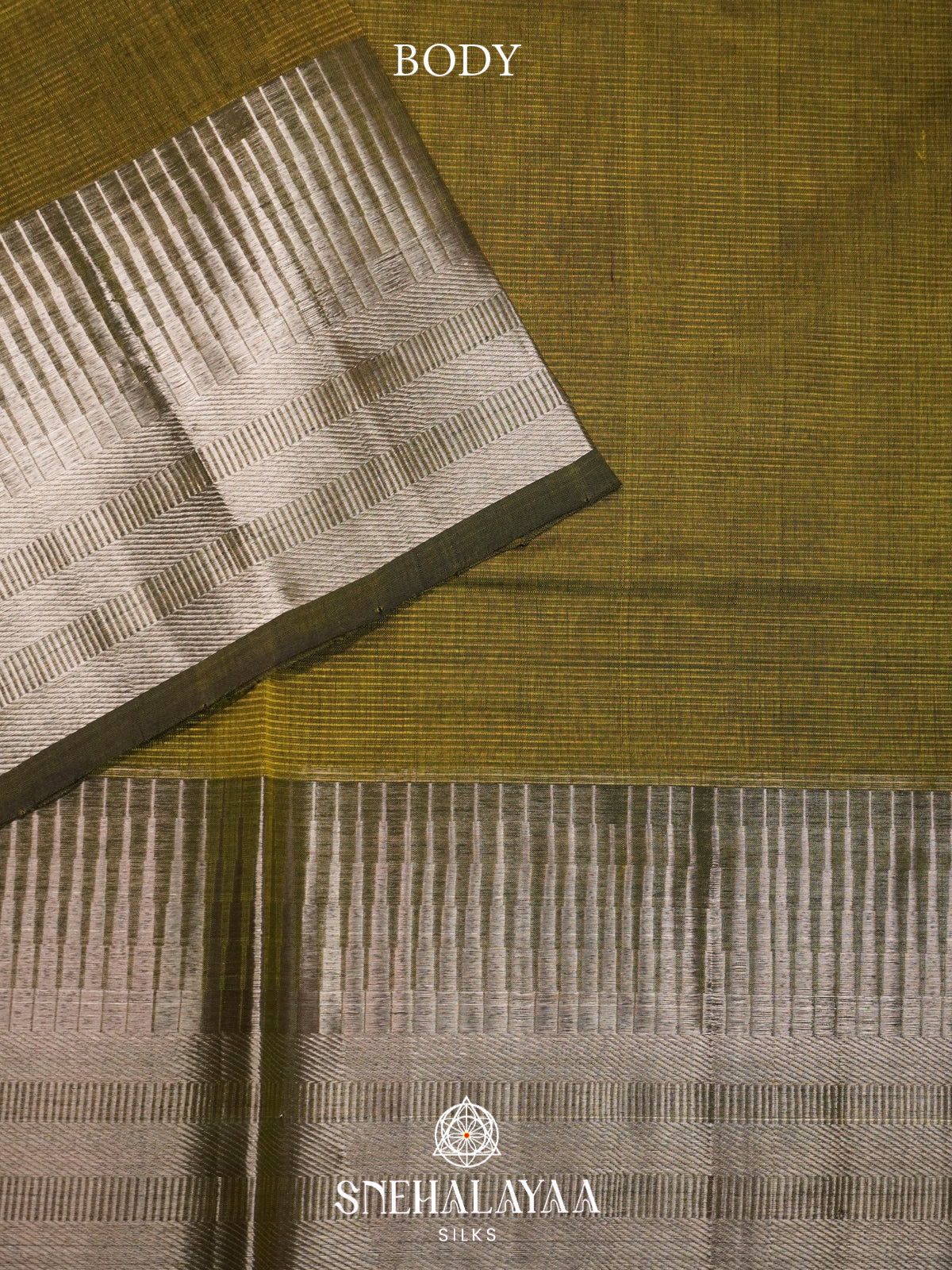 Olive Green Mangalagiri Silk Cotton Saree