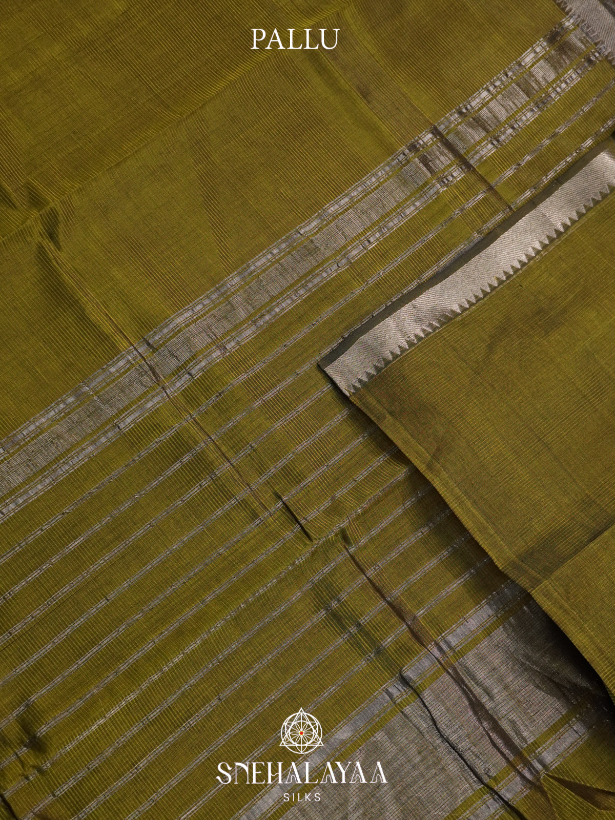 Olive Green Mangalagiri Silk Cotton Saree