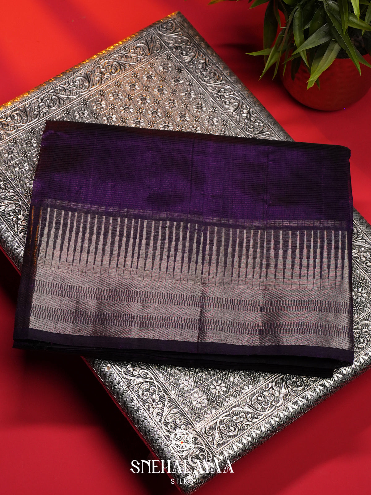 Purple Mangalagiri Silk Cotton Saree