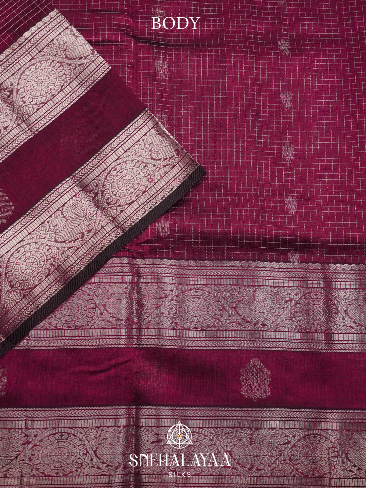 Wine Mangalagiri Silk Cotton Saree