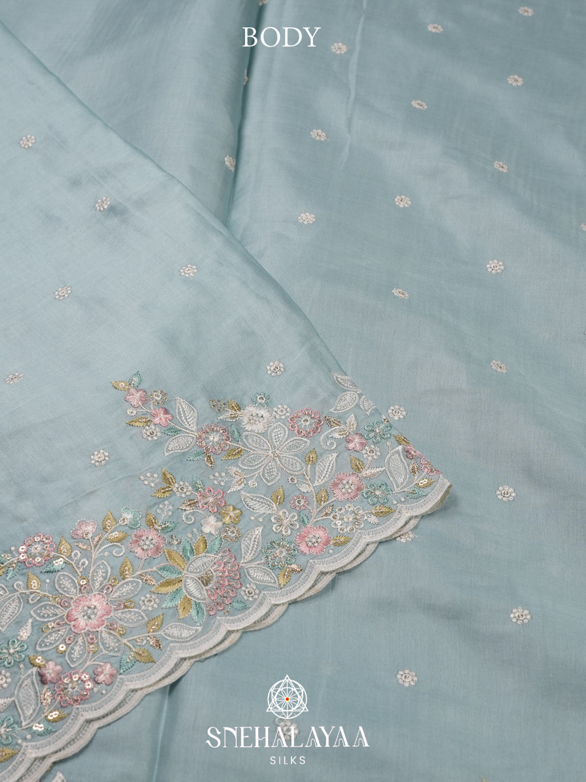 Mint Blue Raw Silk Saree