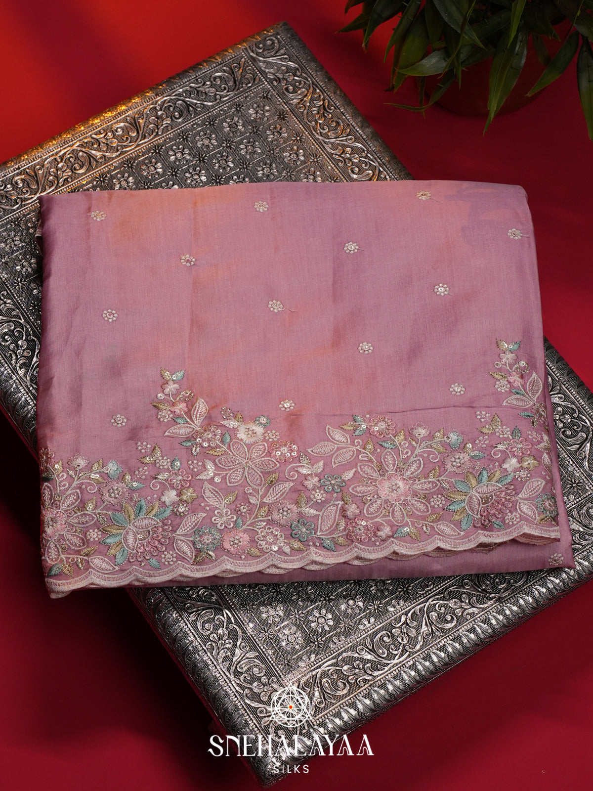Pink Raw Silk Saree