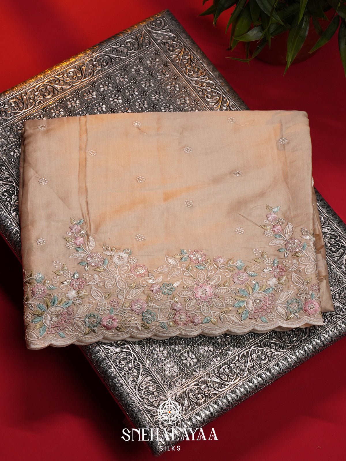 Cream Raw Silk Saree
