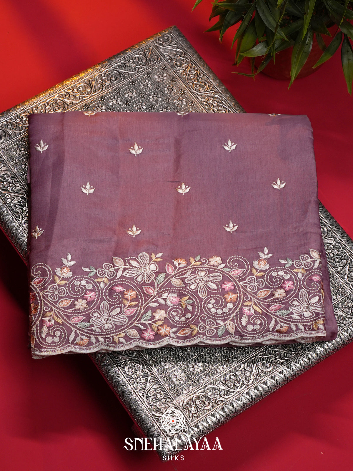 Lavender Raw Silk Saree