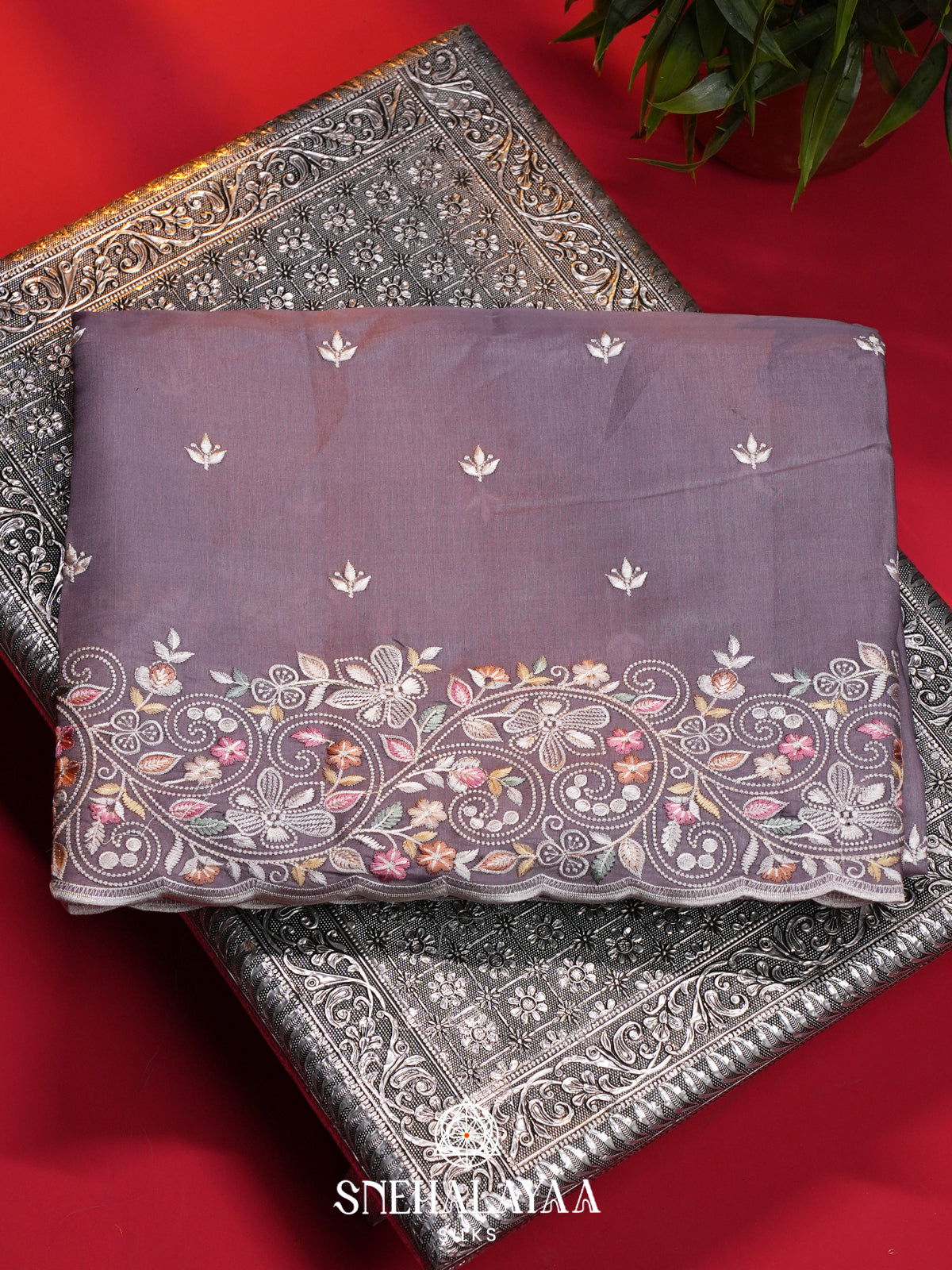 Lilac Raw Silk Saree
