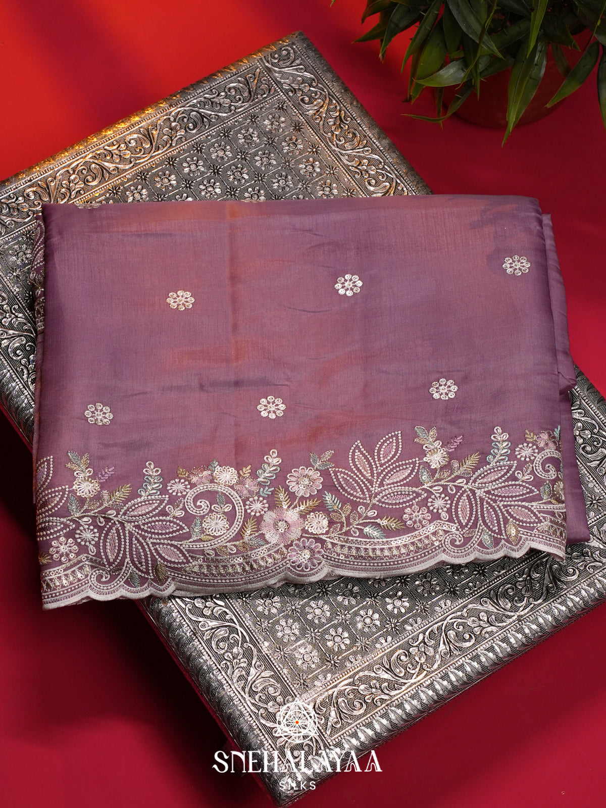 Lavender Raw Silk Saree