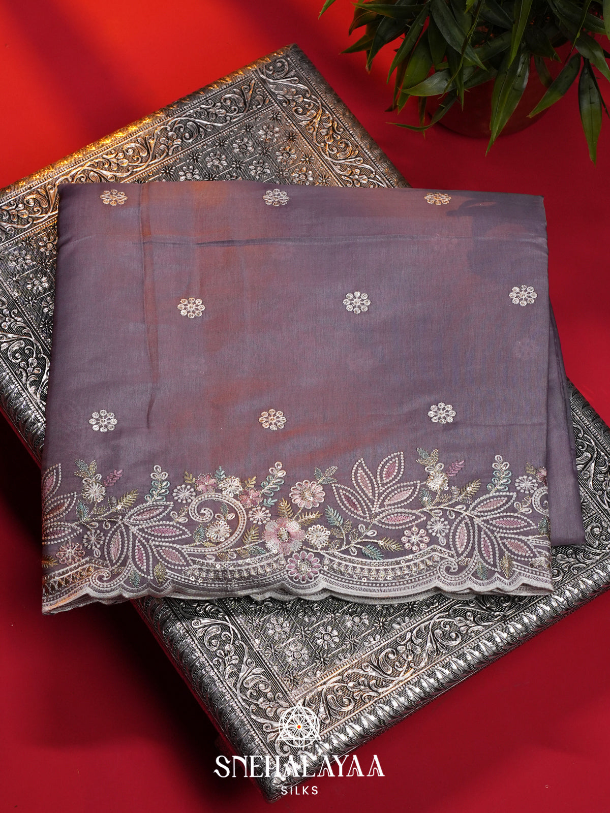 Lilac Raw Silk Saree