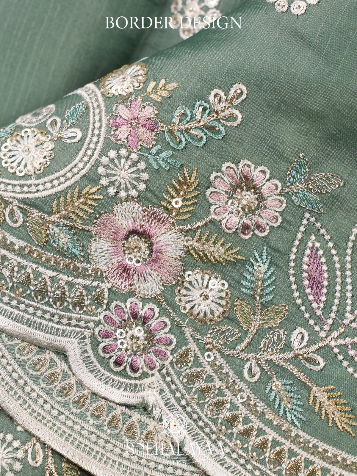 Mint Green Raw Silk Saree