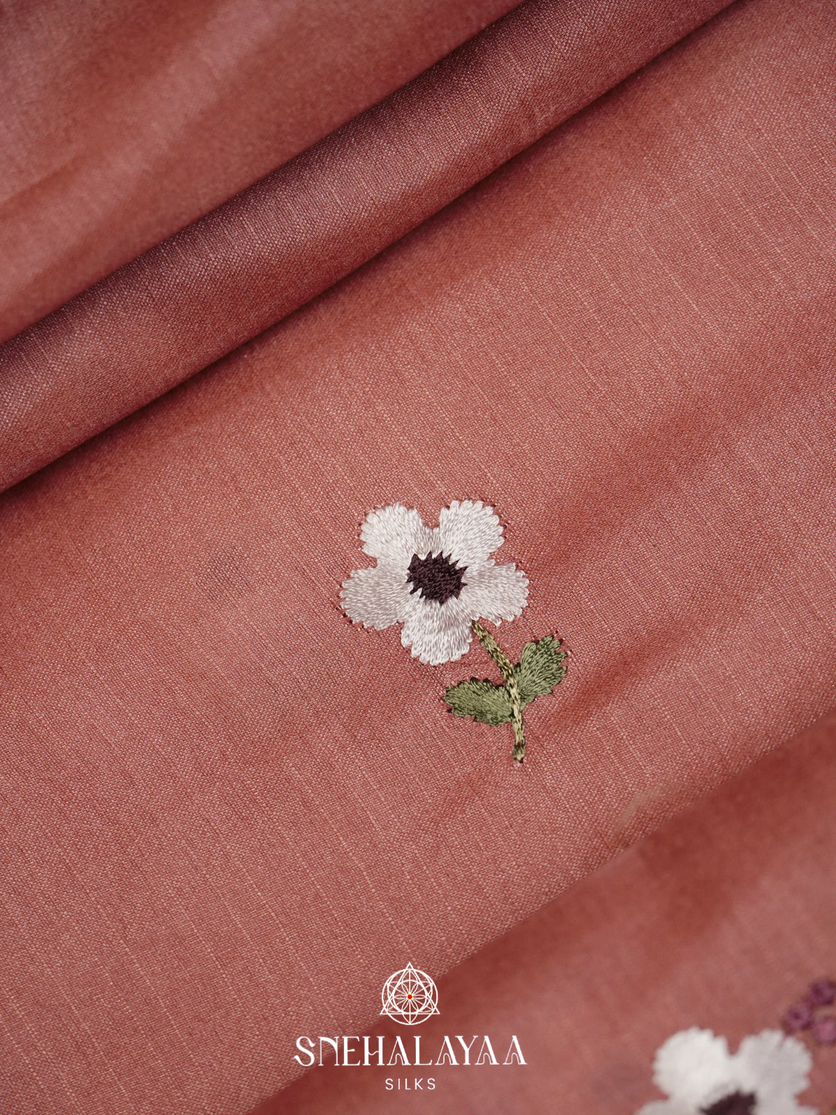 Pale Peach Raw Silk Saree