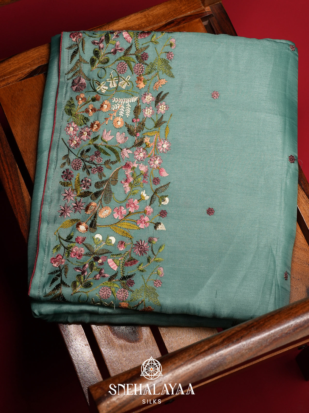 Mint Green Raw Silk Saree