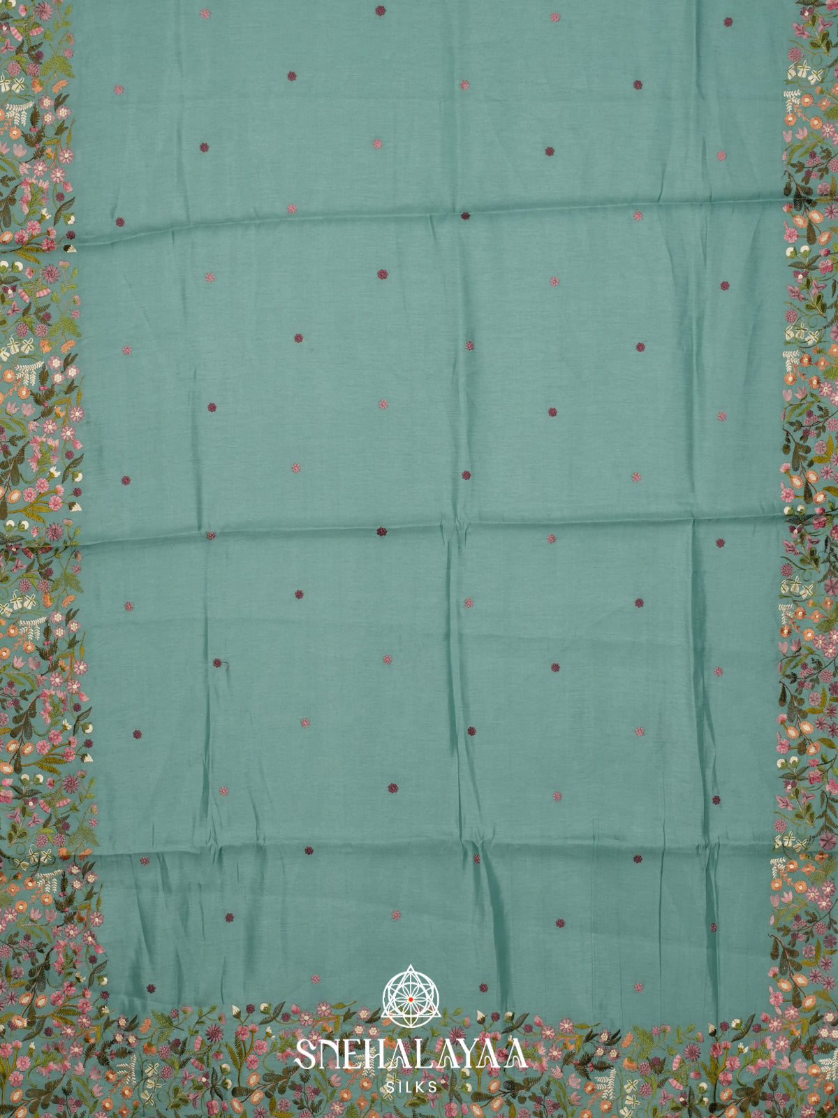 Mint Green Raw Silk Saree